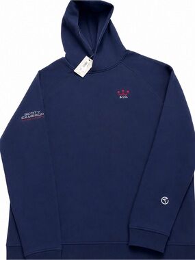 NWT SCOTTY CAMERON GALLERY Circle T Crown Comfort Knit Golf Hoodie XL Navy Red